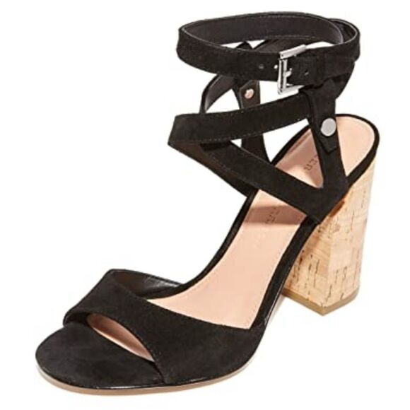 Sigerson Morrison Paulina 2 Black Suede Ankle Strap Block Heel Sandal, Size 9 - Picture 3 of 8